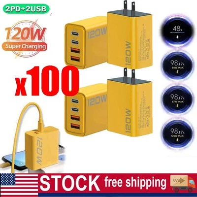 120W 4-Port USB C Fast Wall Charger Block For All Cell Phone iPad Lot - Image 1 of 4