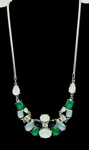 Collectible Vintage Lane Bryant Necklace Silver Tone Jeweled Stone 18" Adjustabl - Picture 1 of 2