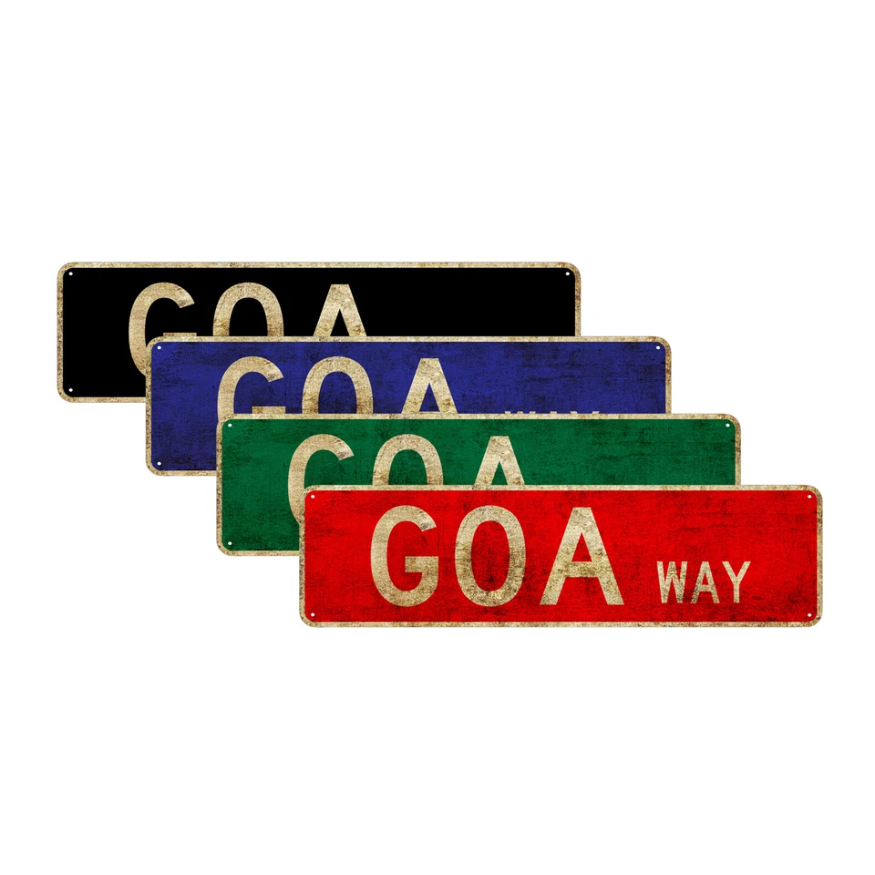 AFTERPRINTS Goa Way Street Sign| Highway Road Bar Garage Vintage Décor Aluminum Metal Sign