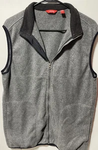 Izod Men's Polar Fleece Brown Full Zip Vest Size Med ~ IZ Black Trim - Picture 1 of 3