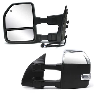 Tow Mirrors For 2011-2016 Ford F250 F350 F450 Super Duty Power Heated Chrome  - Picture 1 of 12