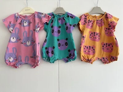Baby Girls NEXT First Size Summer Rompers Colourful Animals Panda Bunny GC - Image 1 of 4