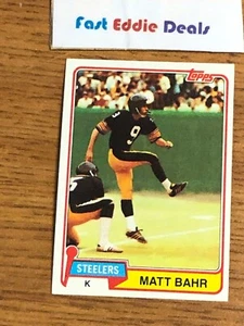 TOPPS NFL FOOTBALL 1981 MATT BAHR CARD 416 PITTSBURGH STEELERS EXCELLENT - Picture 1 of 2