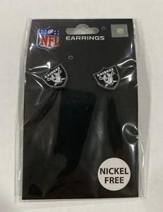 Las Vegas Raiders Football Team Logo NFL Silver Stud Earrings Pair - Picture 1 of 3