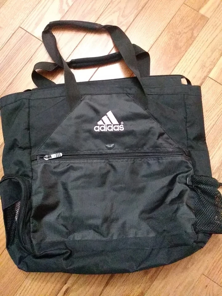 ADIDAS VINTAGE WOMEN'S LARGE TOTE GYM BAG W/DETACHABLE TOILETRY POUCH BLACK USED - Image 1 of 4