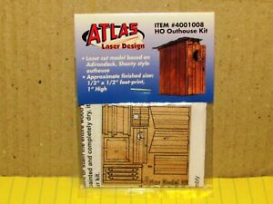 OUTHOUSE, HO SCALE Laser-Cut Wood Kit BY ATLAS 1/2 x 1/2 x 1"- 150-4001008 NEW 