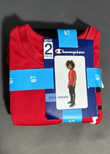 Champion Boy's 2 Pc. Tee and Jogger Set Size 6/7 Red/Black - Picture 1 of 2