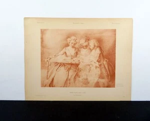 Drei Damen Stickereien, Andree Portail. Deutsche Lithographie 1896 - Bild 1 von 4