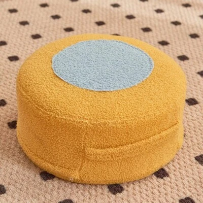 Lamb Wool/PU Footstool Cover Round Pouffe Cushion Cover Unstuffed No Filling - Image 1 of 4