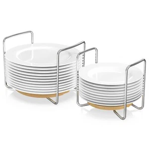 Dish Racks For Kitchen Countertop Organizer Bamboo Plate Holder Adjustable Size - Picture 1 of 8