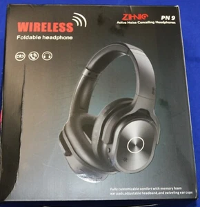 Zihnic PN 9 Black Active Noise Cancelling Foldable Over The Ear Headphones NEW - Picture 1 of 10