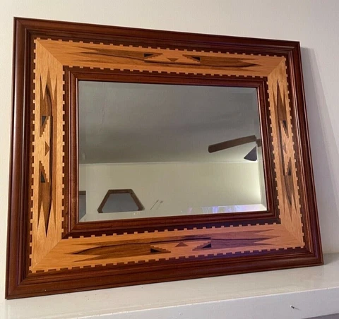 Hudson River Inlay Marquetry Inlaid 'Santa Fe' Classic Beveled Glass Mirror Cover