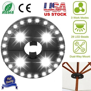 28 LED Patio Umbrella Light Lamp with 3 Brightness Mode for Outdoor BBQ Camping - Picture 1 of 9