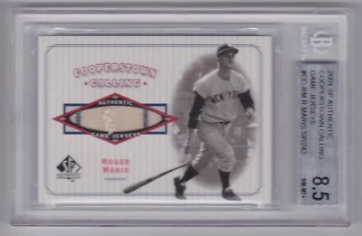2001 SP Authentic Roger Maris Cooperstown Calling Game Jersey Relic /243 BGS 8.5 - Image 1 of 2