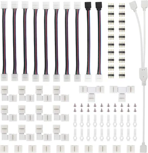 LED Strip Connector Kit for 5050 10Mm 4Pin,Includes 8 Types of Solderless LED St - Picture 1 of 12