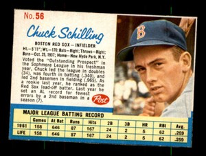 1962 Post Cereal #56 Chuck Schilling EX-MT+
