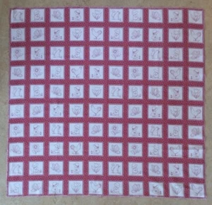 Redwork Fabric Sunbonnet Sue Sam Marcus Bros Country Small Quilt Blocks Crafts - Picture 1 of 11