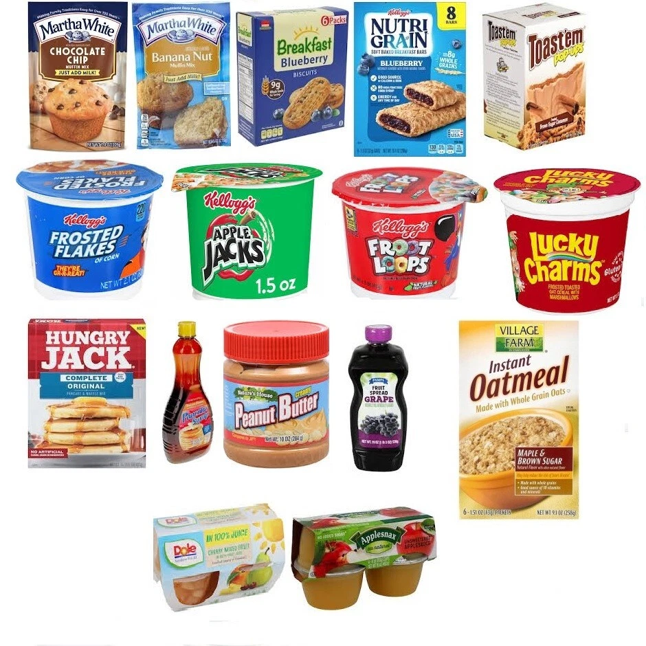 Комплект для завтрака Quick & Easy MRE питание для кемпинга 16 предметов для автофургона путешествий на открытом воздухе. - Изображение 1 из 1