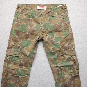 Levi's Boys Cargo Pants Size 8 Reg Camo Olive Brown W24" x L23" Red Tab - Picture 1 of 16