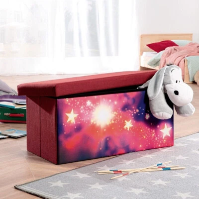  HOME CREATION SITZHOCKER MIT AUFBEWAHRUNG LED LEUCHTE GALAXY 78x38x38cm *NEU*  - Bild 1 von 2