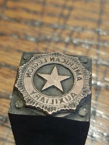 Vintage Letterpress Printing Block  Advertising Logo- American Legion Aux- B1 - Picture 1 of 7