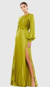leena for mac duggal evening gown chartreuse long sleeve size 14 NWT - Picture 1 of 1