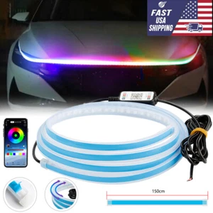 Kit de haz de capó de arranque de escaneo dinámico capó flexible LED luces de tira de meteoros EE. UU. - Imagen 1 de 12