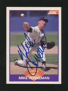1989 Score #293 MIKE HENNEMAN, Tigers: Blue Sharpie Autograph 161074 - Picture 1 of 2