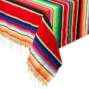 Ourwarm 84 X 59 Inch Mexican Tablecloth Serape Blanket, Upgraded Mexican - Picture 1 of 12