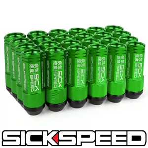 SICKSPEED 24 PC GREEN ALUMINUM EXTENDED 50MM 2 PC LUG NUTS FOR WHEELS 1/2X20 - Picture 1 of 1