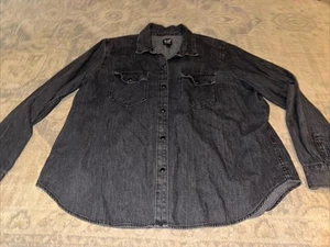 GAP schwarzes Jeanshemd Damen Druckknopf klassisch Gr. XXL 2XL - Bild 1 von 5