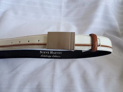 Steve Harvey Hombre Marfil/Piel de Serpiente Celebridad Cuero Talla 34 Foto 1 de 4