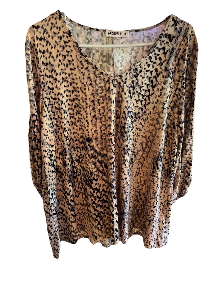 Doublju Women's XL Top, 3/4 Sleeve, Pink And Navy, Soft - Image 1 of 1