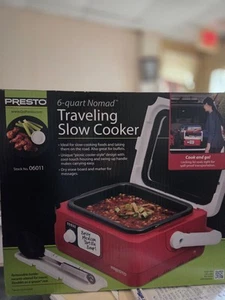 Presto 06017 6 Quart Nomad Traveling Slow Cooker, Red New Sealed Box - Picture 1 of 7