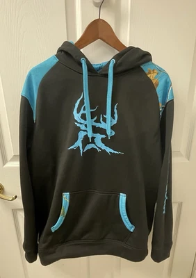 Realtree Xtra Colors Bushmaster Hoodie Sweatshirt Black Blue Camo Women's M - Image 1 of 4