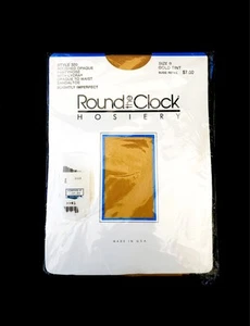 Vintage Round The Clock Strumpfhose B GOLD poliert blickdicht leicht unvollkommen USA - Bild 1 von 6