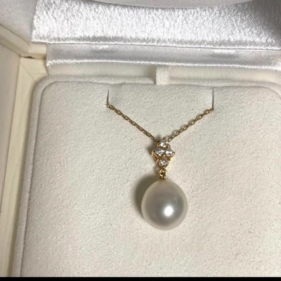 Collar Mikimoto Perla Mariposa Blanca 11.1mm Diamante K18 Oro Amarillo Con Caja Foto 1 de 4