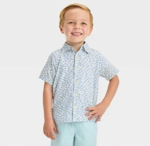 oshkosh toddler shirt button Shark 5T - Picture 1 of 3