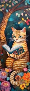 CATS READING, FLOWERS,BUTTERFLIES,DOGS,CATS,BIRDS,FLOWERS-LAMINATED BOOKMARK - Bild 1 von 1
