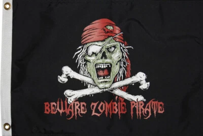 Taylor Made Pira-Tude Double Sided Printing 12x18 Pirate Zombie Flag NEW 1610 - Image 1 of 4
