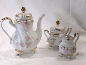 Juego de té vintage Lefton China Rose Heritage dorado 5 piezas pintado a mano GL3 - Imagen 1 de 12