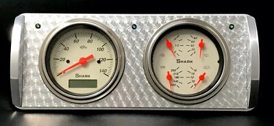 1940 Ford Car 2 Gauge Dash Panel Quad Style Engine Turned Insert Set Shark Foto 1 de 4