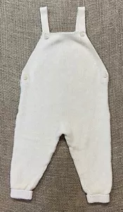 Zara Overalls Sz 12-18 Mths Straight Neckline Knit Button Suspenders Unisex - Picture 1 of 5