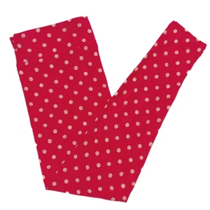 TC LuLaRoe Leggings ~ LIGHT RED & WHITE POLKA DOTS ~ SIZES 12-18; Tall & Curvy - Picture 1 of 4
