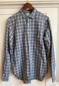 Camicia uomo media Billy Reid Italy taglio standard blu grigio a quadri buttondown - Foto 1 di 4