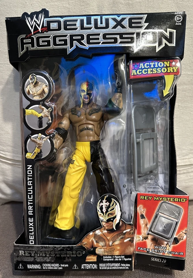 WWE Jakks Deluxe Aggression 20 REY MYSTERIO Action Figure w/ Face Print Chair  - Image 1 of 4