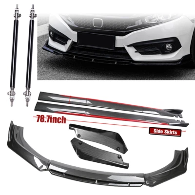 Front Rear Bumper Lip+78.7"Side Skirt Extension For Volkswagen Jetta Body Kits Foto 1 de 4