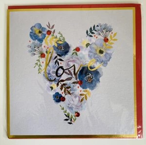 'Love' In Heart of Flowers, Happy Valentine's Day Greetings Card, New & Envelope - Picture 1 of 2