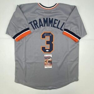 Autographed/Signed Alan Trammell Detroit Grey Baseball Jersey JSA COA