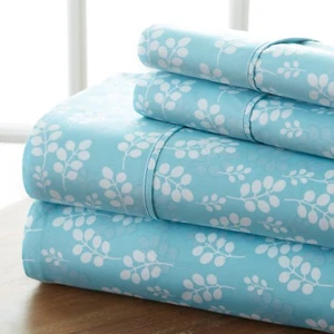 Ultra Luxury Wheat Pattern 4 Piece Bed Sheet Set Kaycie Gray Fashion Collection - Picture 1 of 6
